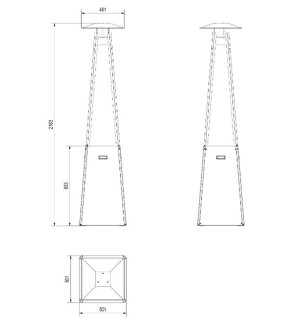 Gas patio heater Umbrella Black 50x50x216 cm - Image 3